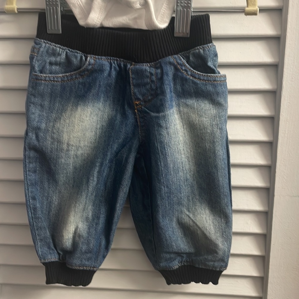 Amy Coe Distressed Punk Rocker Onesie & Jeans. Size 3-6M. EUC - Picture 3 of 7